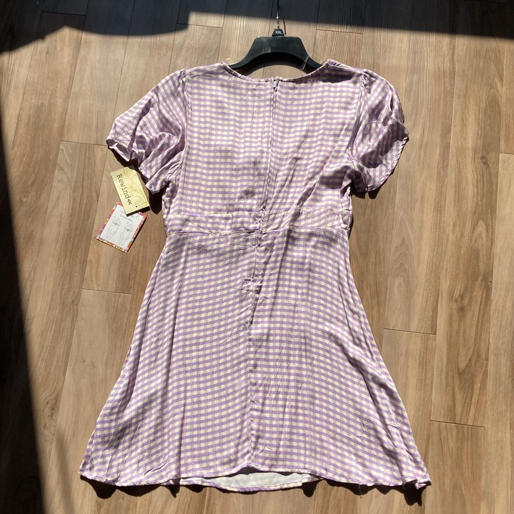 Rewind dress lilac check cinch string detail fit & flare dress XL jr - Picture 9 of 16